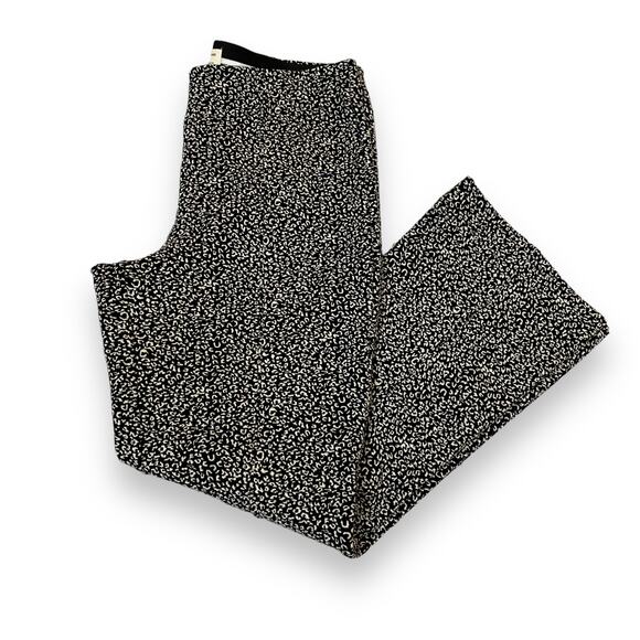 Anthropologie Womens Essential Crop Flare Pants Small Black Leopard Pull On - Picture 2 of 15